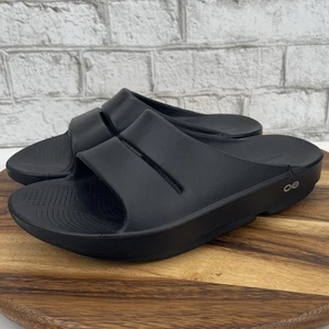 Oofos Ooahh Mens Sz. 8 Black Recovery Slip On Slide Comfort Sandals - Picture 1 of 13