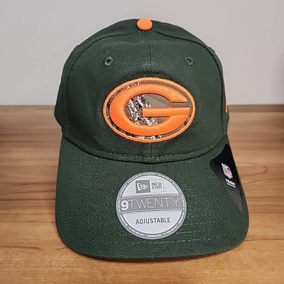 New Era Green Bay Packers Camo 9twenty Strap Back Hat NFL Camo Orange G - Image 1 of 4