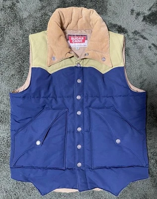 Colete SUGAR CANE azul e bege, tamanho M - Imagem 1 de 4