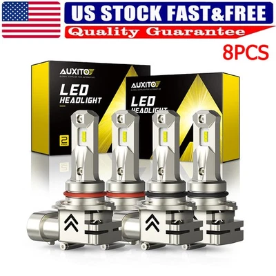 AUXITO CANBUS 9005 High 9006 Low Beam LED Headlight Lamps Head Kit White X8 USA - Image 1 of 4