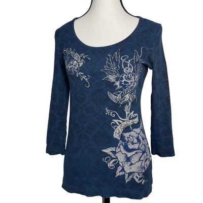 Top acanalado de manga larga Vanilla Sugar para mujer Y2K Western Chic adornado pequeño Foto 1 de 4