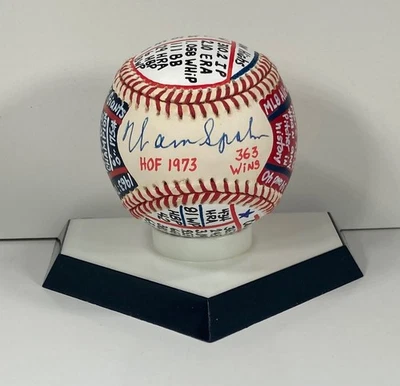 Warren Spahn Signed ONL Baseball, VCBC SuperStats, Hand Painted, JSA, Mil Braves - Image 1 of 4