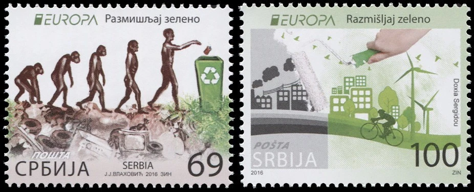 Serbia 2016. EUROPA - Think green (MNH OG **) Juego de 2 sellos Foto 1 de 1