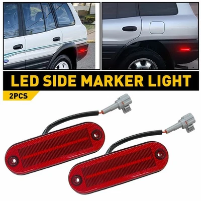 2x Red Lens Rear Bumper LED Strip Fender Side Marker Light For 96-00 Toyota RAV4 - Image 1 of 4