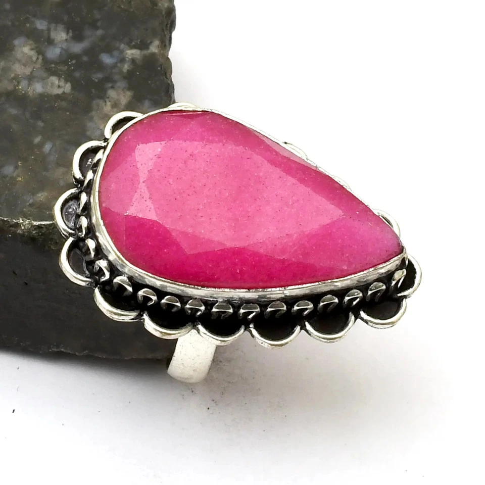 模拟红宝石宝石民族戒指首饰圣诞节美国尺寸-7.25 AR 27907 — 第 1/1 张图片