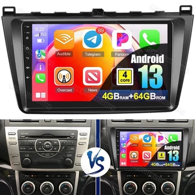For Mazda 6 2007-2012 Android 13 Car Stereo Radio Carplay GPS Navi WIFI 4+64GB - Image 1 of 4