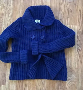 NEW NWT Lands' End Girls Kids Size S M 5 6 7 8 Kids Navy Cardigan Sweater - Picture 1 of 4