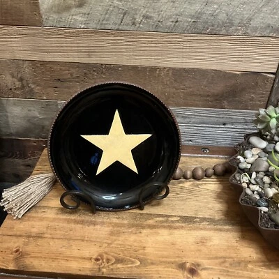 Placa decorativa primitiva estrella envejecida estrella negra y amarilla vidrio 9,75” diámetro Foto 1 de 3