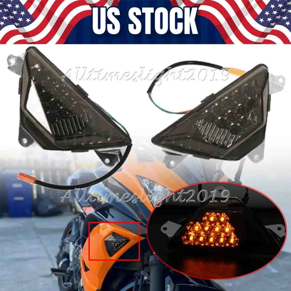 Front LED Turn Signal Light For KAWASAKI NINJA 250 300 400 650 1000 1000SX ZX-6R Foto 1 de 4