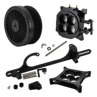 Throttle Body w/Cable Bracket, 4-Barrel 1" Carburetor Spacer, 6"x2" Air Filter - Image 1 of 4
