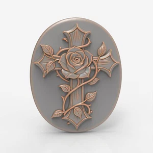Floral Cross STL File For CNC Router 3D Printer Laser Artcam Aspire 3D Model - Picture 1 of 7