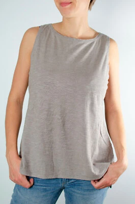 EILEEN FISHER TAUPE SIN MANGAS CÁÑAMO ALGODÓN ORGÁNICO CUELLO REDONDO Talla XS Foto 1 de 2