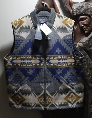 NEW Pendleton Men Colton Wool VEST XXL Zip-Front Blue Grey Nehalem - Image 1 of 4