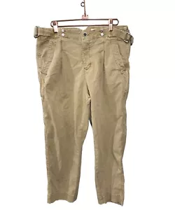 Pantalones cargo Anthropologie plisados delanteros para mujer 29 bolsa de papel cintura alta recortados caqui - Imagen 1 de 7