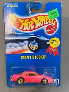 1991 Hot Wheels ROSA Chevy Stocker Blue Card #270 Gold Metal Speed con oro UHs - Foto 1 di 8