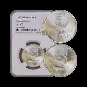 SLOVAKIA. 1993, 100 Korun, Silver - NGC MS67 - Top Pop 🥇 National Gallery - Picture 1 of 5