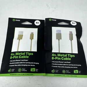 U Youse 3ft Metal Tips 8-Pin Cable - Rose Gold - Picture 1 of 2
