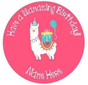Hielo u oblea comestible personalizado para pastel de cumpleaños Llama - Imagen 1 de 4