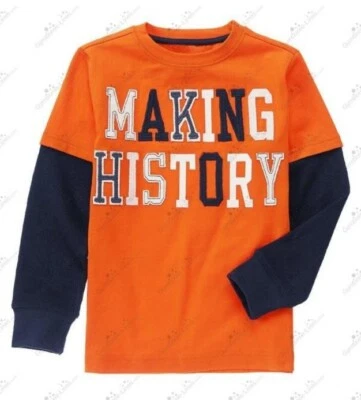 Camisa Gymboree Boys 8 "Arctic Explorer" Naranja Haciendo Historia Manga Doble Nueva con Etiquetas Foto 1 de 3