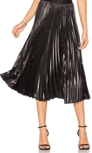 Falda midi negra plisada HEAVYN Diane von Furstenberg 6 8 DVF nueva con etiquetas - Imagen 1 de 13