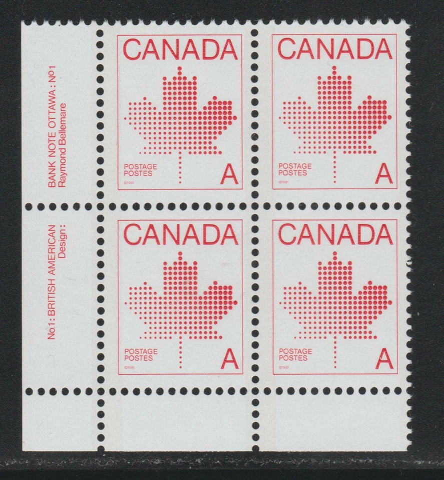 1981 Canada SC# 907 LL - Non-Denominated "A" Definitive Plate Block M-NH # 3037c - Image 1 of 1