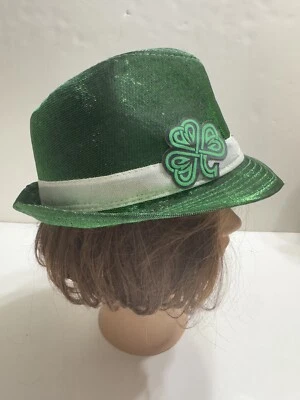 Green shamrock St. Patrick’s Day Fedora Hat Glittery - image 1 of 4