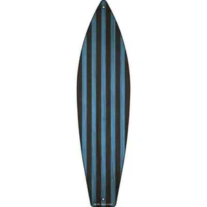 Blue And Black Striped Metal Surfboard Sign 23"x6" Plaque Home Door Garage Wall - Picture 1 of 1