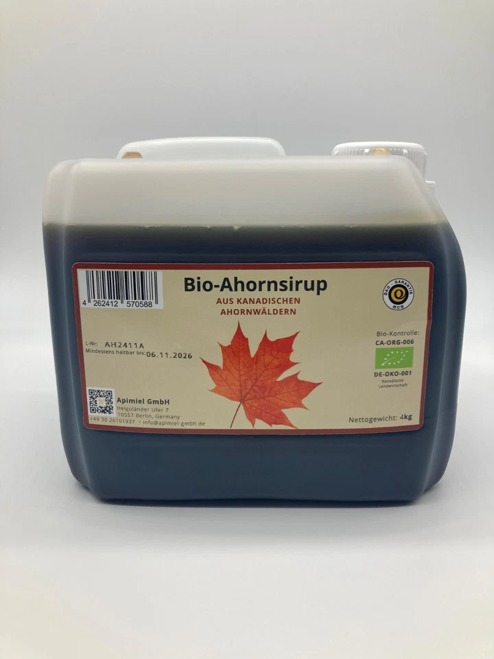 (EUR 15,11/kg) Bio-Ahornsirup aus Kanada 4kg im Kanister - Bild 1 von 4