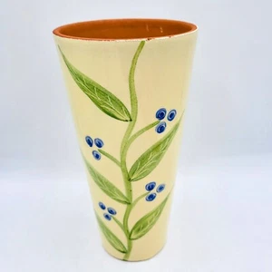 Large 10 5" Blueberry Bush Flower Vase Made In Portugal Pottery Boho Country  - Picture 1 of 11