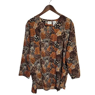Camisa túnica Jaclyn Smith estampado animal talla grande 20W nueva con etiquetas años 90 arte para usar mafia Foto 1 de 4
