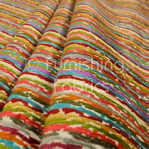 Tela de tapicería de terciopelo con patrón abstracto geométrico a rayas brillante - Imagen 1 de 5