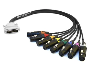 Premium DB25 to XLR-F | Mogami W2932 | 4 FT (Black w/ Multicolored Boots) - Picture 1 of 1