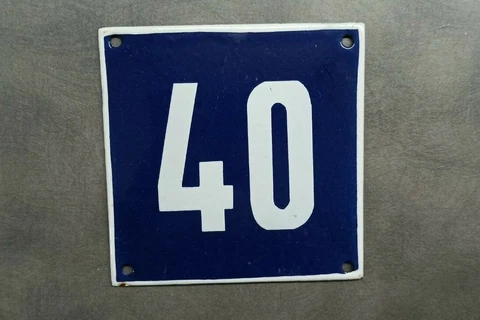 Vintage Enamel Sign Number 40 Blue House Door Street Plate Metal Porcelain Tin Cover