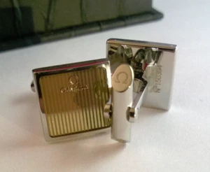 OMEGA AQUA Terra Cufflinks Stainless Steel Palladium Original Box Certificate - Picture 1 of 13