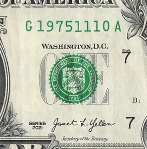 NOV 10 1975 Birthday Date Note Fancy Serial Number One Dollar Bill 11 10 1975 - Picture 1 of 11