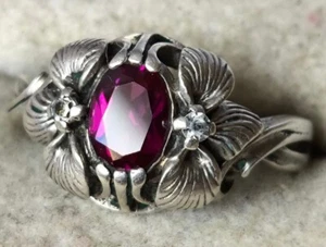 Vintage Elegant red stone ring SILVER Head stamp 925 Soviet USSR ANTIQUE size 9 - Picture 1 of 18