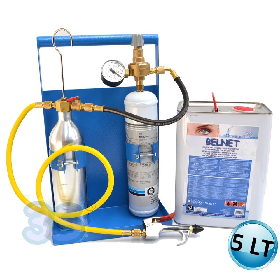 SuperSamaStore KTPL15BL5 Kit di Lavaggio per Condizionamento con 1L Azoto e 5L Detergente