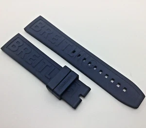 22MM NEW AUTHENTIC BREITLING WATCH 158S BLUE RUBBER STRAP CAOUTCHOUC OEM - Picture 1 of 5