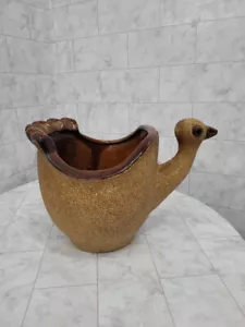 Vintage Royal Haeger Keramik Vogelpflanzgefäß Sand und braune Glasur - Bild 1 von 7