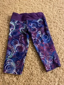 Girls Champion Duo Dry Capri Pants Size 4-5 Purple Swirl Circle Print - Picture 1 of 4