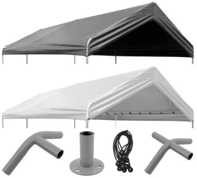 20x30 Canopy Kit 1-3/8" ID+Valance Tarp Carport Tent Shade NO Poles W/Foot Pads - Image 1 of 4