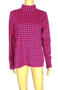 Kim Rogers Woman Top Small Turtle Neck Long Sleeves Pink and Black - Picture 1 of 8
