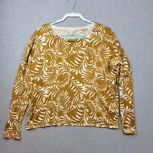 Garnet Hill Womens Sweater Size Medium Silk Organic Cotton Boat Neck Floral - Picture 1 of 10