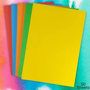 Tarjeta A4 Color Brillante 160gsm 50 Hojas Rojo Azul Amarillo Verde y Naranja Color - Imagen 1 de 6