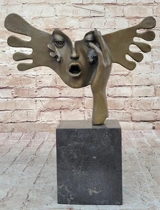 Figura Estatua Base Mármol Escultura Bronce Sol Mujer Abstracta Dalí Firmada - Imagen 1 de 10