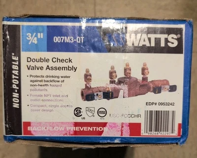 Conjunto de válvula de retención doble Watts 007M3QT 3/4"  Foto 1 de 2