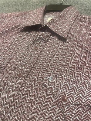 Stetson Men's Brown Plaid Western Shirt Pearl Snaps Size L Red 100% Cotton - Image 1 of 4