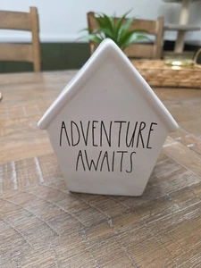 Rae Dunn “Adventure Awaits” Ceramic Bird House Savings Bank By Magenta  - Picture 1 of 3