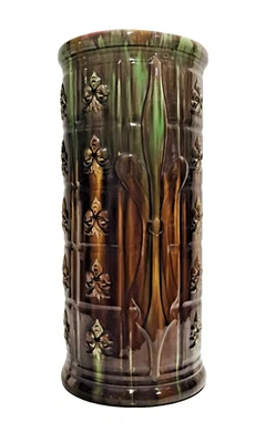 De Colección Art Nouveau Mayólica Repujado Diseño Floral Paraguas Soporte 24" LEER Foto 1 de 4