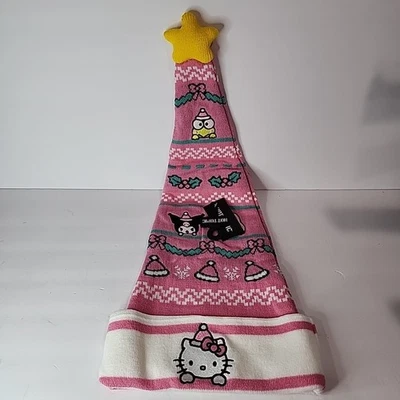 New Hot Topic Hello Kitty & Friends Sanrio Pink Knit Christmas Santa Hat w/ Tags - Image 1 of 4